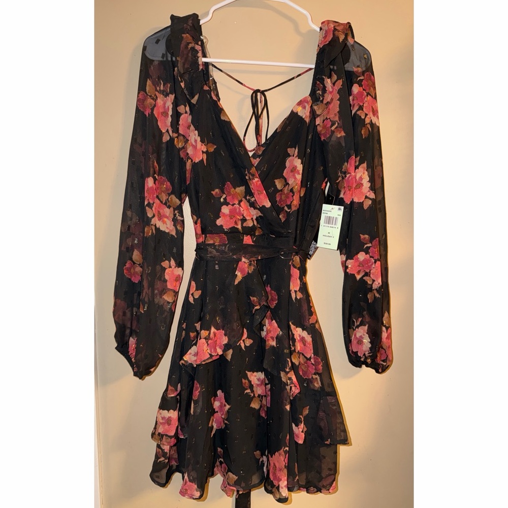 Floral Black and Pink Dress